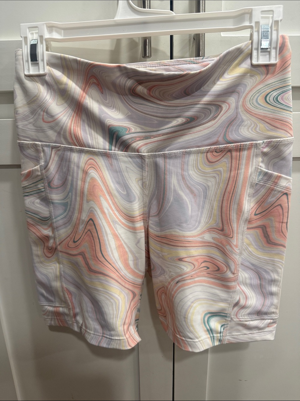 Old Navy Pastel Marble Swirl High-Rise Bike Shorts